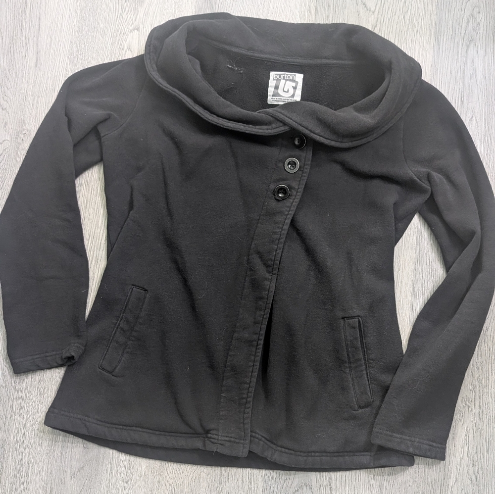 Vintage Burton Black Funnel Collar Foven Fleece Jacket M Minimalist Goth Y2K